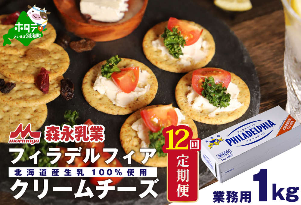 【定期便】【森永乳業】業務用 ！ クラフト フィラデルフィア クリームチーズ １ｋｇ × 12ヵ月【全12回】 KRAFT
