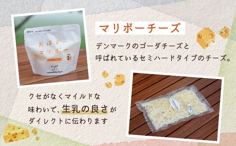 竹下牧場 takeshita farm【12ヶ月配送】マリボーチーズセット計510g【24027】 定期便(12回配送)