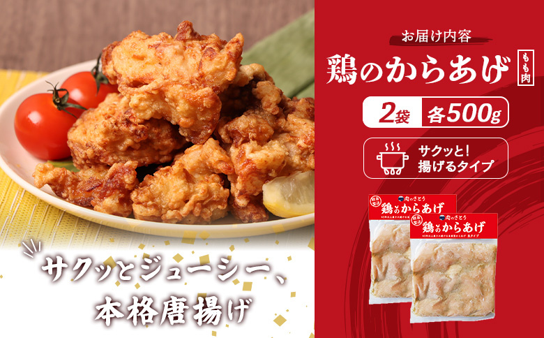 【揚げるタイプ】鶏のからあげ もも1.0kg（500g×2パック）【3501201】