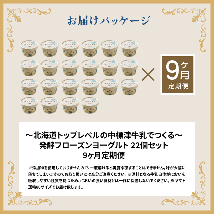 【定期便：全9回】北海道 フローズンヨーグルト×22個【11162】 22個×9回