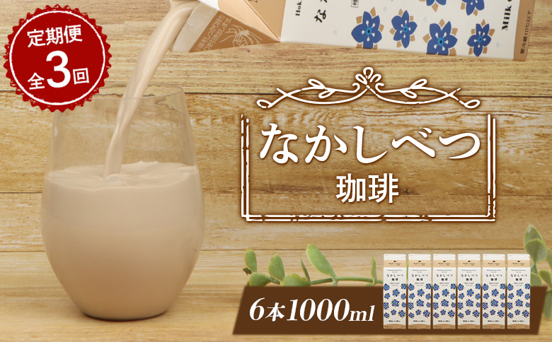 【定期便：全3回】北海道なかしべつ珈琲 1000ml×6本【14053】