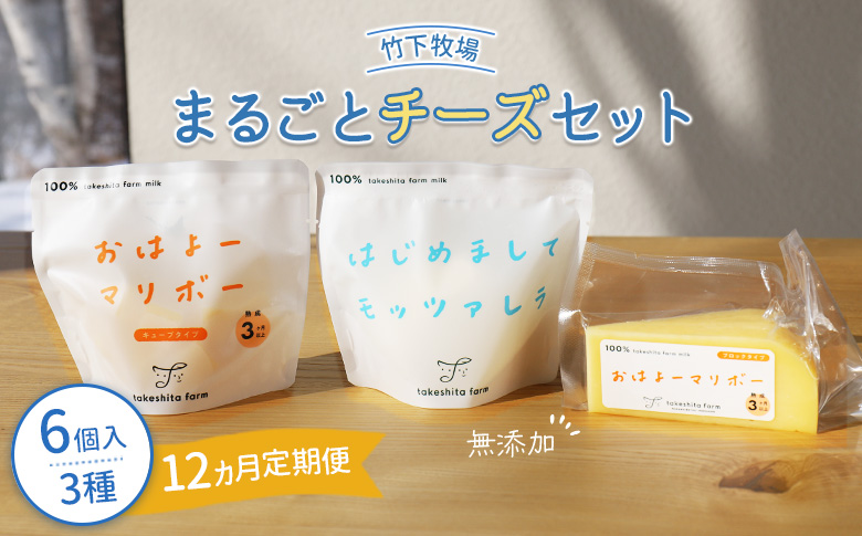 竹下牧場 takeshita farm【定期便12ヶ月】まるごとチーズセット 計560g【24025】 定期便(12回配送)