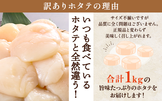 [訳あり]北海道産 帆立貝柱[特A]刺身用 500g×2袋 北海道 人気 おすすめ ホタテ 天然【配送不可地域：離島】