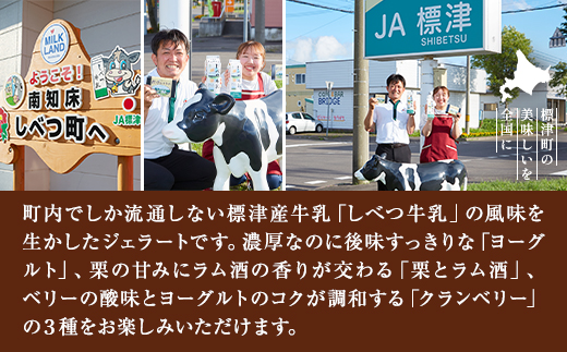 しべつ牛乳ジェラート 3種12個セット(ヨーグルト/栗とラム酒/クランベリー)【配送不可地域：離島】