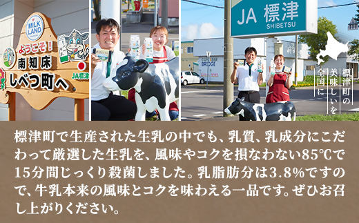 【毎月定期便】【6ヶ月定期便】しべつ牛乳1L×4本　北海道 パックミルク 美味しい全6回【配送不可地域：離島】