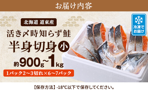 北海道道東産　活き〆時知らず鮭半身切身(小)約900g-1kg 北海道 人気 おすすめ さけ 天然【配送不可地域：離島】
