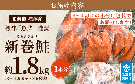 新巻鮭1本分　3～4切カット(300g前後)×6袋程 北海道 人気 おすすめ さけ 天然 小分け【配送不可地域：離島】