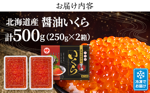 【令和7年新物】醤油いくら500g(250g×2) イクラ 北海道 人気 おすすめ さけ 魚卵 天然【配送不可地域：離島】