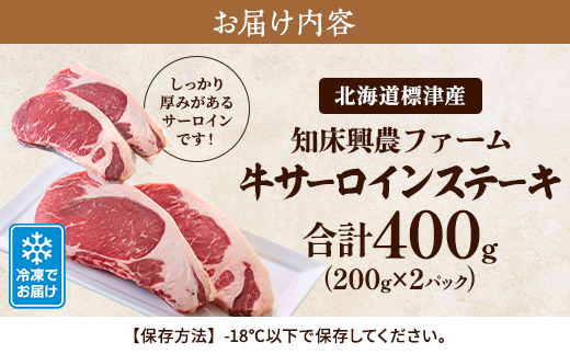 知床興農 牛サーロインステーキ　　200g×2パック　牛肉 赤身【配送不可地域：離島】