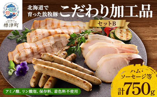 【無添加・無着色】こだわり加工品セットB(ハム・ソーセージ等750g)  詰め合わせ 人気 ギフト【配送不可地域：離島】