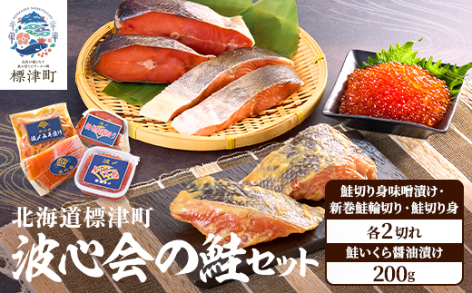 【北海道標津町】波心会の鮭セット　天然 いくら 醤油漬 さけ 切身 味噌漬け 新巻 輪切【配送不可地域：離島】