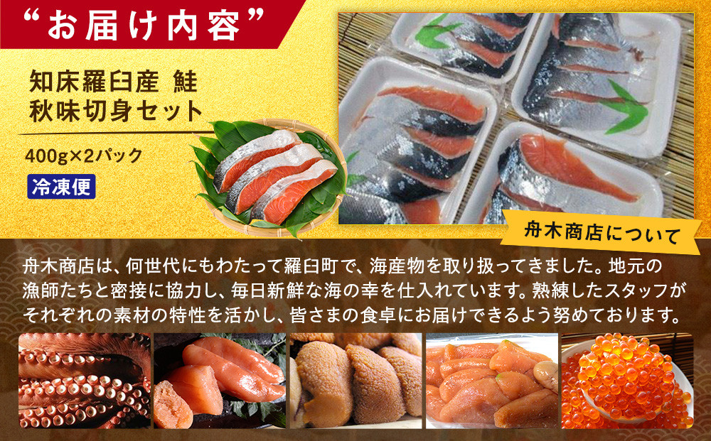 知床羅臼産　鮭　秋味切身セット 約400g×2パック 生産者 支援 応援