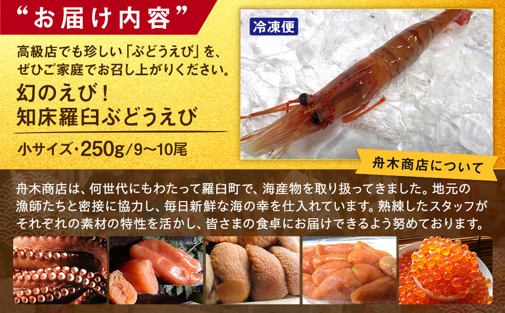 幻のぶどうえび（小・250g / 9～10尾前後） エビ 海老 刺身 海鮮 羅臼町 北海道 海産物 魚介 魚介類 生産者 支援 応援