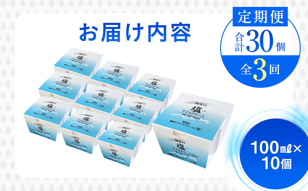 年3回！北海道 知床羅臼（らうす）の塩アイスクリーム定期便 知床 しれとこ 羅臼 らうす 北海道 世界自然遺産 送料無料 人気 海洋深層水 塩 スイーツ スウィーツ クリスマス バニラ お菓子 家族 アイス 生産者 支援 応