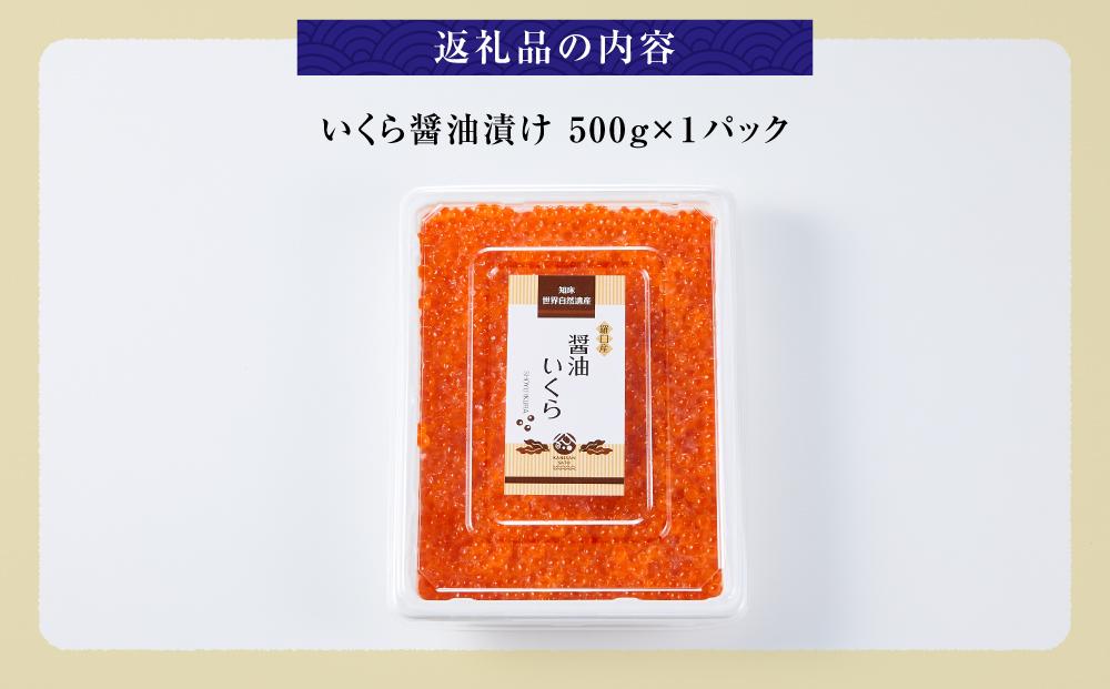 いくら醤油漬け　500g　パック イクラ しょうゆ漬け サケ さけ しゃけ シャケ 海鮮丼 魚介 魚卵 北海道 生産者 支援 応援
