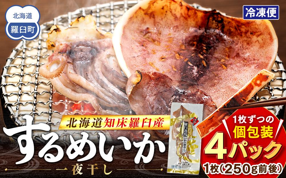 知床羅臼産 するめいかの一夜干し4枚セット（1枚250g前後） 生産者 支援 応援