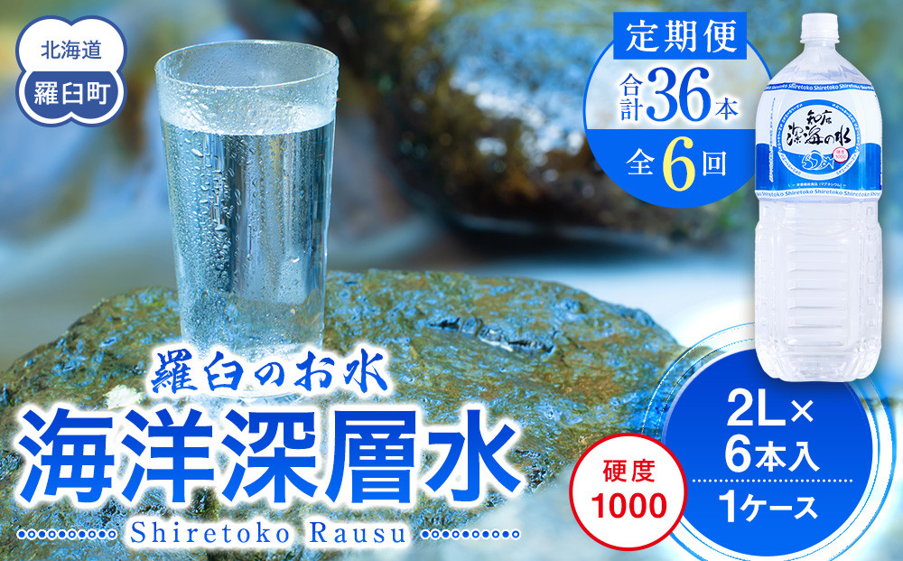 年6回！北海道 羅臼（らうす）のお水 海洋深層水2L×6本定期便  知床 世界自然遺産 国産 備蓄 常備水 ペットボトル ミネラル 清涼飲料水 生産者 支援 応