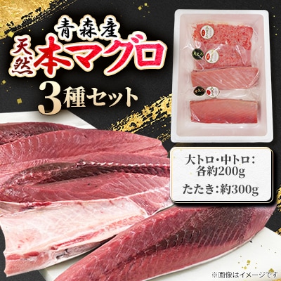 【市場直送!】青森産天然本マグロ　大トロ・中トロ・たたき3種セット【配送不可地域：離島】