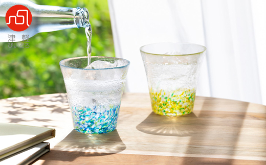 津軽びいどろ にほんの色グラスペア 夏の花