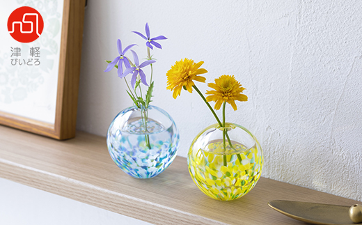 津軽びいどろ一輪挿し　紫陽花