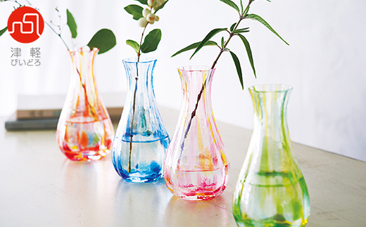 津軽びいどろ 花ひかり一輪挿し フラワーピンク