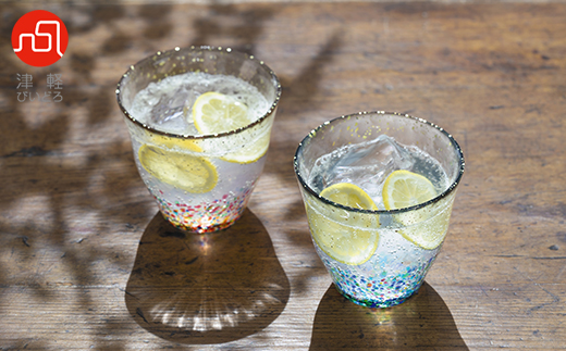 津軽びいどろ まつり金彩ロックグラス