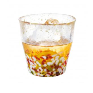 津軽びいどろ 金彩ロックグラス 春