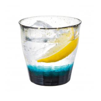 津軽びいどろ 金彩ロックグラス 碧