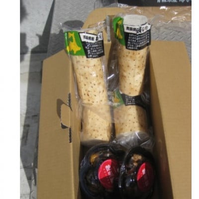 青森県産ながいも(真空パック3P～4P)と黒にんにく(2P)セット【冷蔵】【配送不可地域：離島・沖縄県】