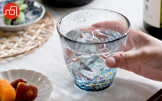 津軽びいどろ まつり金彩ロックグラス