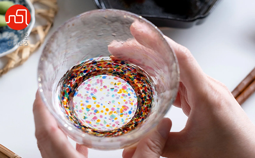 津軽びいどろ はなび金彩ロックグラス