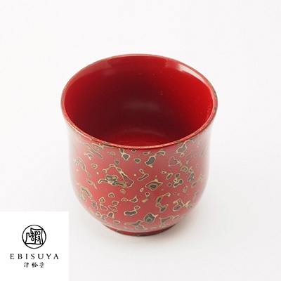 津軽塗　お猪口　赤上