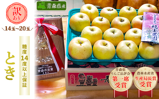 「とき」約5kg・糖度14度以上保証・訳あり家庭用りんご 青森市長賞受賞【配送不可地域：離島・沖縄県】