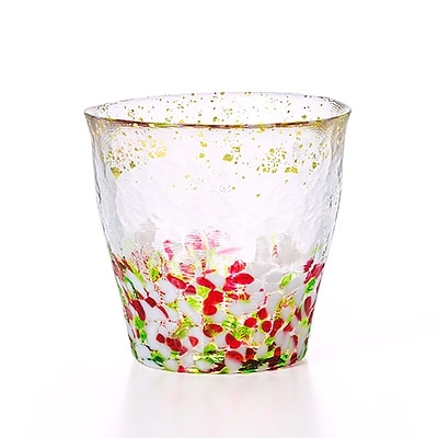 津軽びいどろ 金彩ロックグラス 春