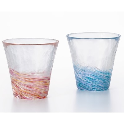 津軽びいどろにほんの色グラス　ペア(そよ風)