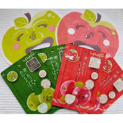 りんごぱっく(可愛いシート)赤＆緑計4枚青森産プロテオグリカン＆リンゴ水でしっとり肌へ