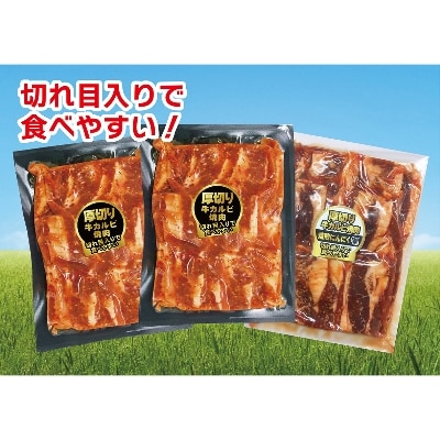 焼肉　厚切り牛カルビ2種　計3袋セット【配送不可地域：離島】