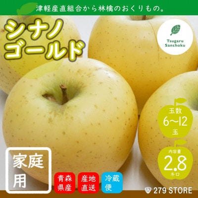 りんご シナノゴールド 4月から順次発送 家庭用 2.8kg (6～12玉) CA貯蔵 産直組合直送【配送不可地域：離島】