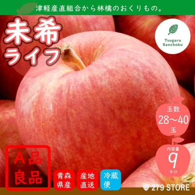 りんご 未希ライフ 2022年9月より順次発送 A品 9kg (28〜40玉) 津軽産直組合直送[配送不可地域:離島]