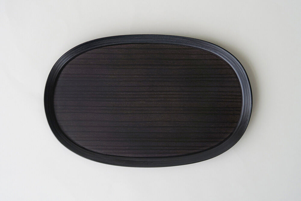 【寄附金額見直しました】BUNACO オーバルトレイ Sサイズ （ブラック) お盆 トレイ 食器 木製 ウッド  木製食器 キッチン 雑貨