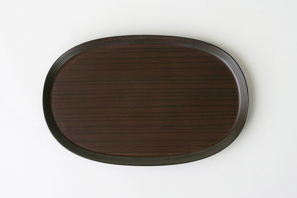 【寄附金額見直しました】BUNACO オーバルトレイ Sサイズ （ダークブラウン) お盆 トレイ 食器 木製 ウッド  木製食器 キッチン 雑貨