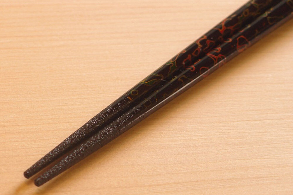 【寄附金額見直しました】津軽塗 すべらない箸 めじゃ（唐塗 呂・小箸）