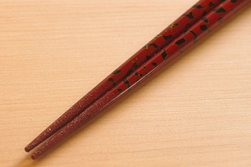 【寄附金額見直しました】津軽塗 すべらない箸 めじゃ（唐塗 赤・中箸）