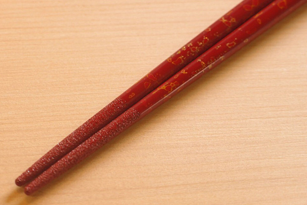 【寄附金額見直しました】津軽塗 すべらない箸 こごり（唐塗 赤々・大箸）