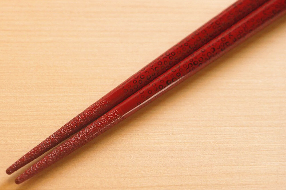 【寄附金額見直しました】津軽塗 すべらない箸 菜の華めじゃ【七々子塗 赤（黒種）大箸】