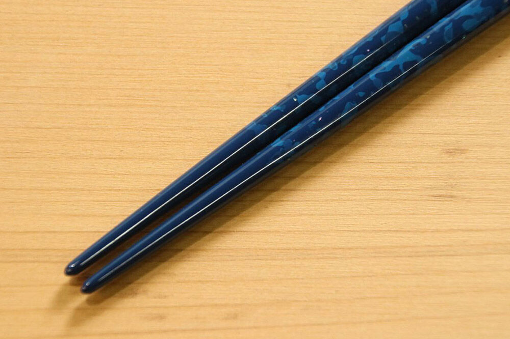 【寄附金額見直しました】【皇室献上用新色】津軽塗 夫婦箸【ロイヤルブルー 貝蒔（大）・（中）】