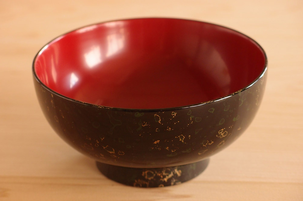 津軽塗 夫婦汁椀（唐塗 黒・赤々）