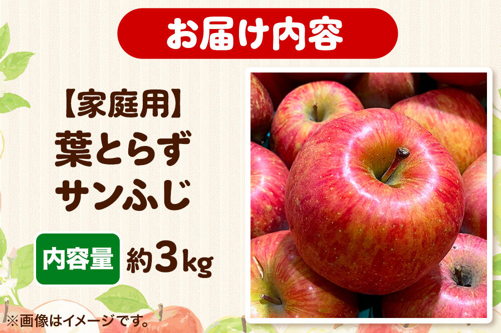 【26年12月発送】りんご 高谷農園【家庭用】葉とらずサンふじ 約3kg [青森産 りんご サンふじ 葉とらず アップル 林檎 リンゴ 果物 果実 赤色 美味 青森県 弘前市]