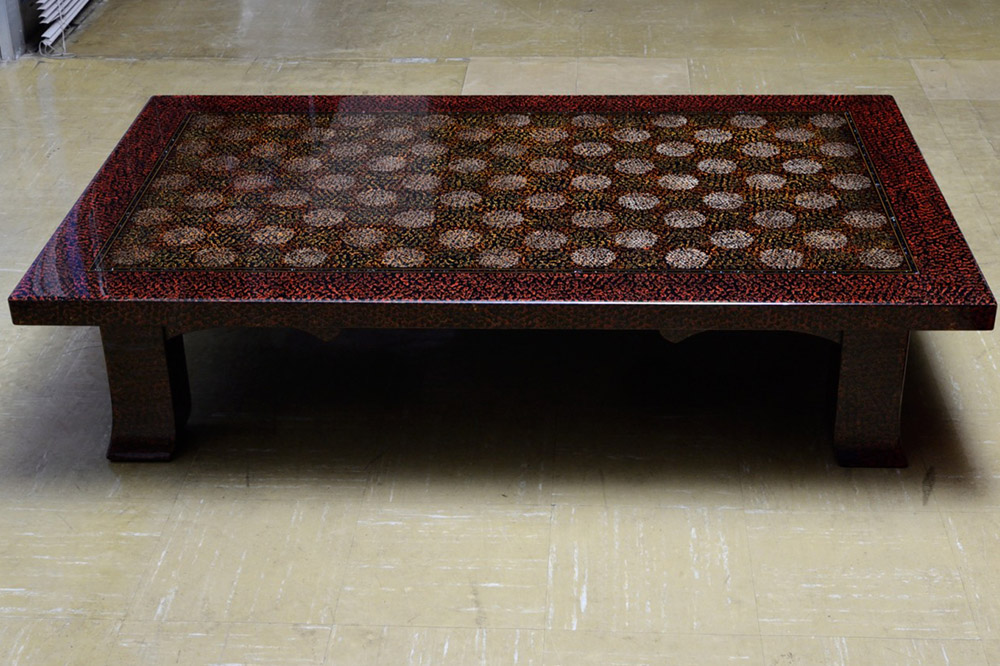 津軽塗 座卓 羽角ケリ足 3尺×5尺 塗分 赤  伝統工芸 漆器 青森 おしゃれ お祝い テーブル 家具 インテリア