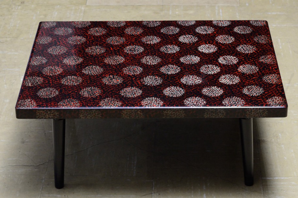 津軽塗 折足テーブル 梨黒 赤  伝統工芸 漆器 青森 おしゃれ お祝い テーブル 家具 インテリア